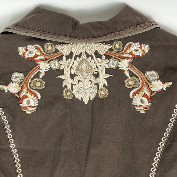 Love Stitch Embroidered Fitted Jacket Blazer Brown Women's Sz. M - Picture 9 of 14